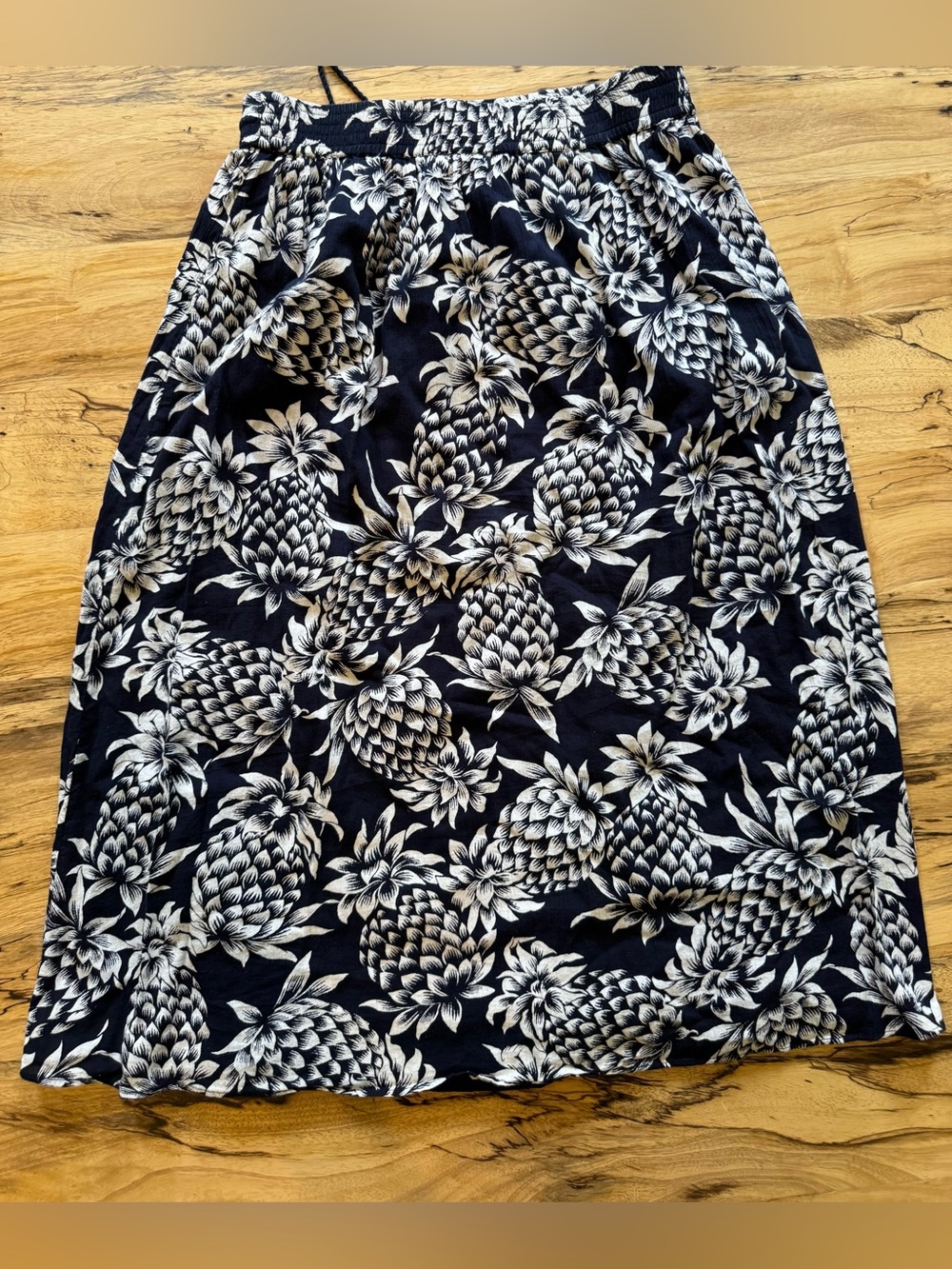 J. Crew Navy and White Pineapple-Print Midi Skirt